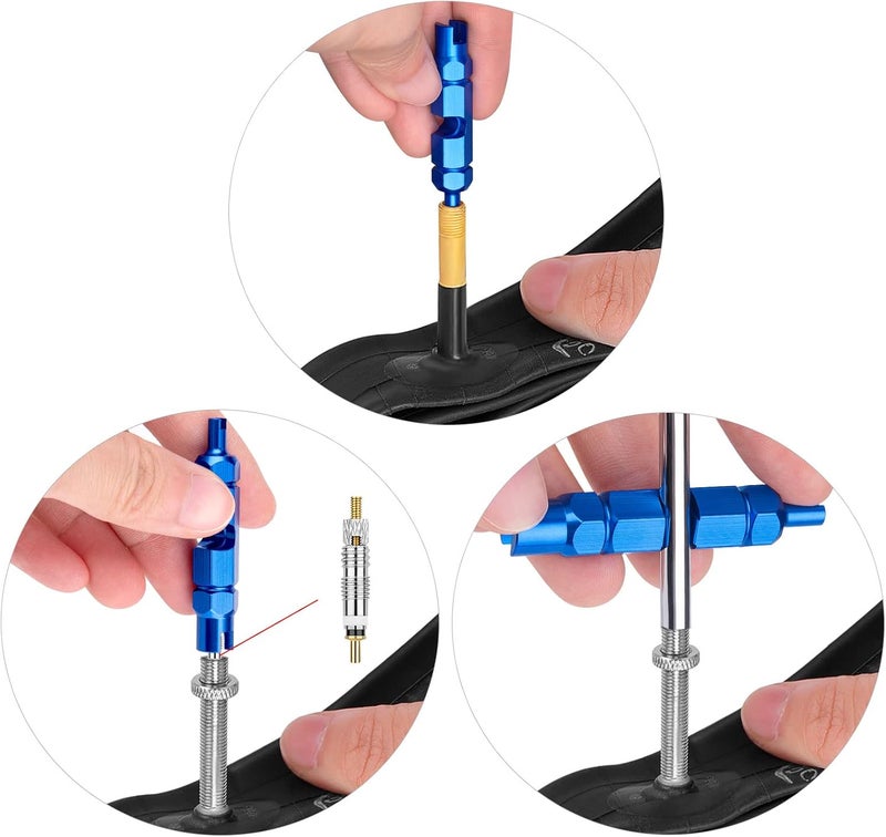 Petutu Presta Valve Core Bike Kit - 21 Pieces, Stem Removal Tool, Brass Valve Cores and Stem Caps - Image 4